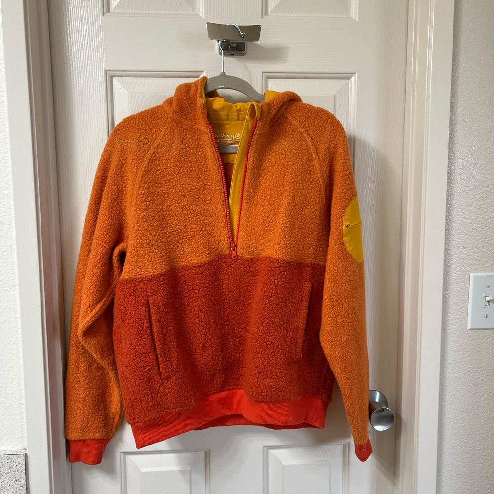 Outdoor Voices Orange & Yellow Half-Zip Fleece Pullover